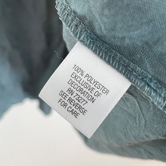 Simply Vera Wang Tank Teal Green Crinkle Lace Tank L Y2K Fairy Grunge Applique - Picture 5 of 8